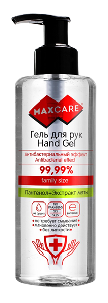 Гель для рук MAXCARE с антибактериальным эффектом Пантенол+экстракт мяты, 250 мл